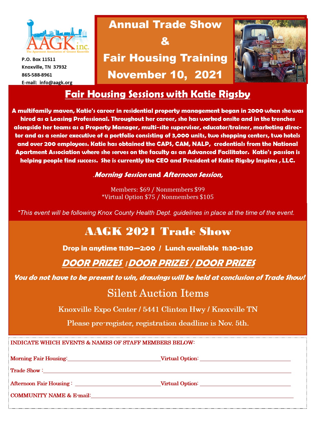 AAGK Trade Show & Fair Housing Registration